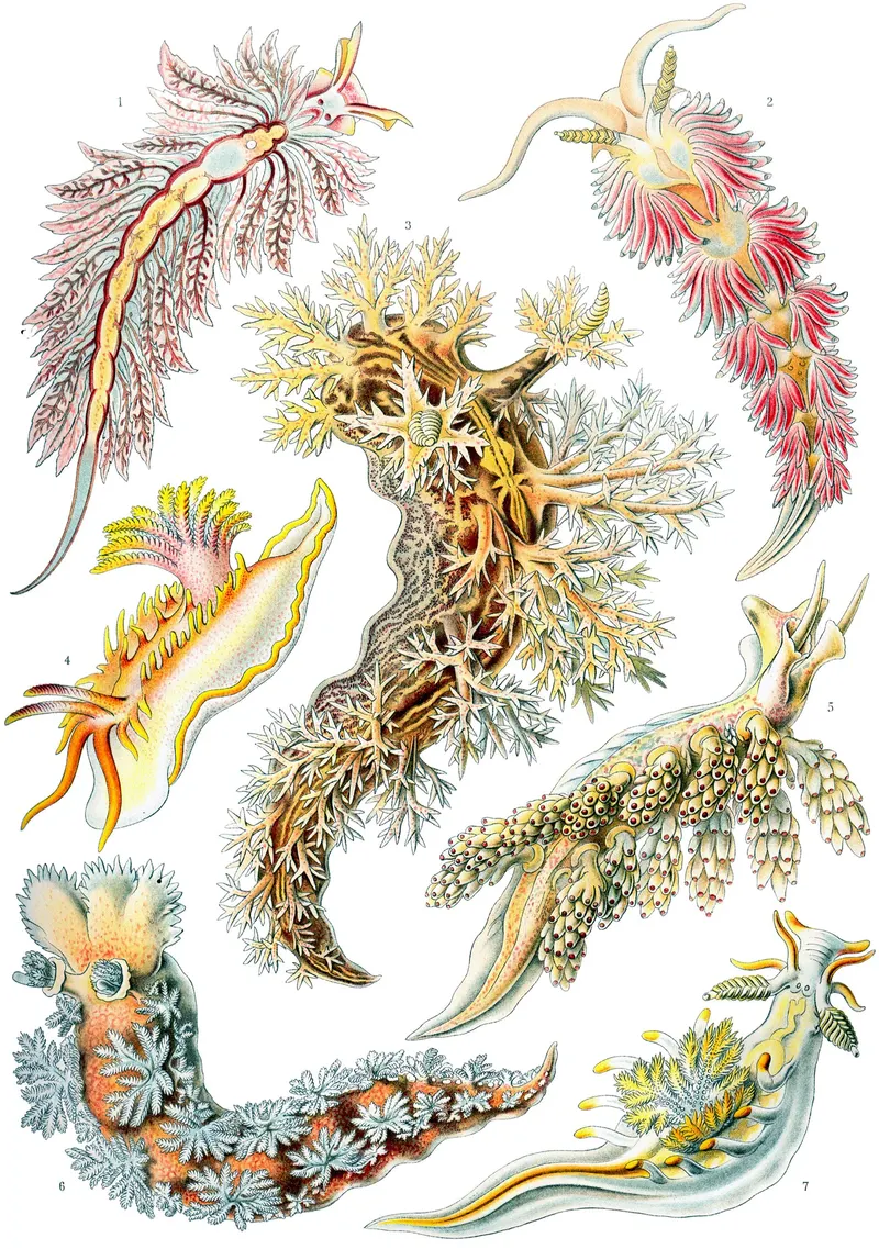 Sea Slugs — Nudibranchia, Ernst Haeckel (1834 to 1919)