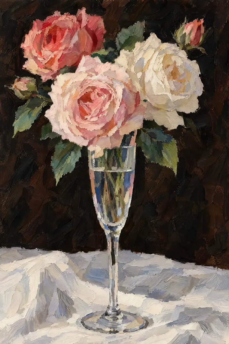 Roses in a Flute, Painted Agency