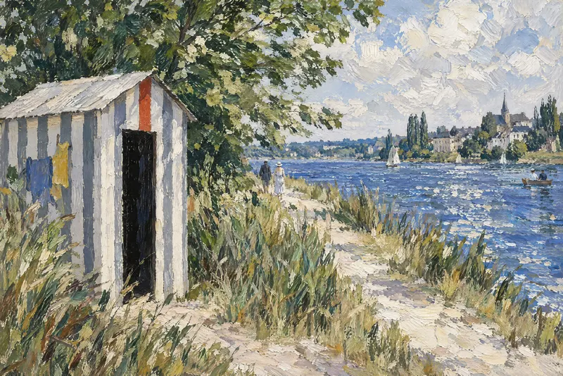 Striped Bathing Hut, Painted Agency