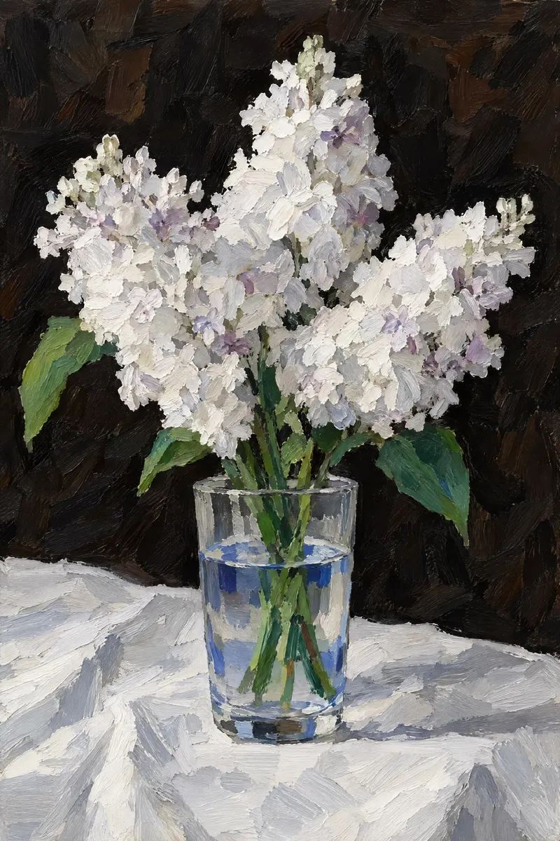 White Lilac, Black Ground, Painted Agency