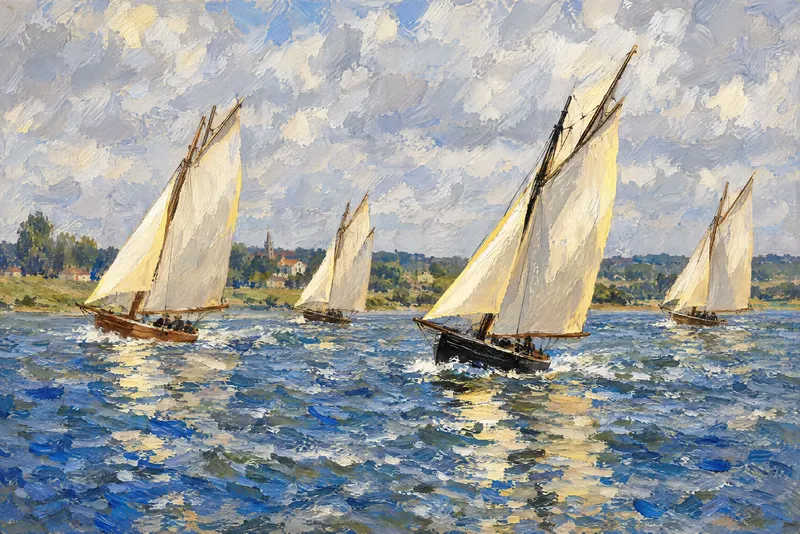 Yachts in Stiff Wind, Painted Agency