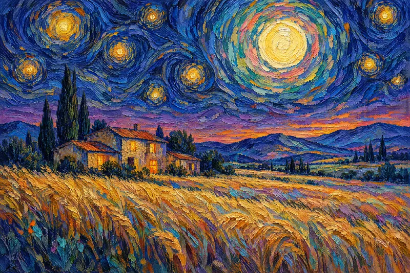 The Farmhouse Lit at Night, Painted Agency