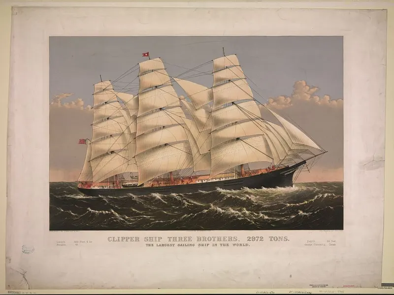 Clipper Ship Three Brothers, 2972 Tons, Currier & Ives