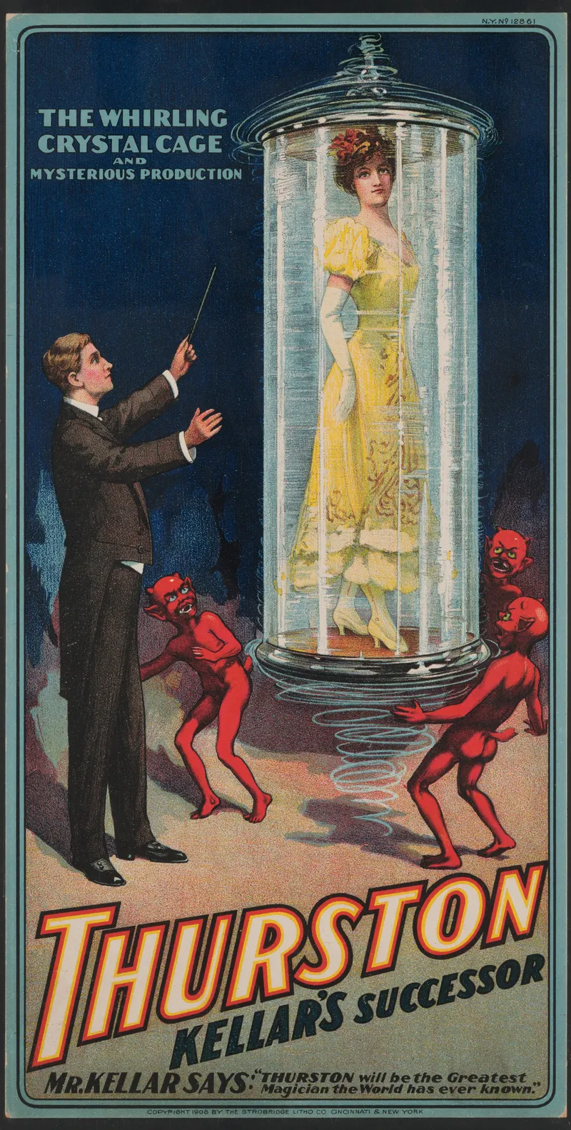 Thurston, Kellar’s Successor — The Whirling Crystal Cage, Strobridge Litho. Co. (Cincinnati & New York)