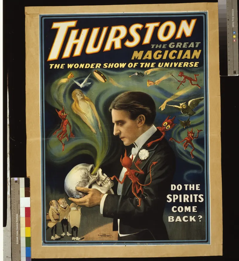 Thurston — Do the Spirits Come Back?, Strobridge Litho. Co. (Cincinnati & New York)
