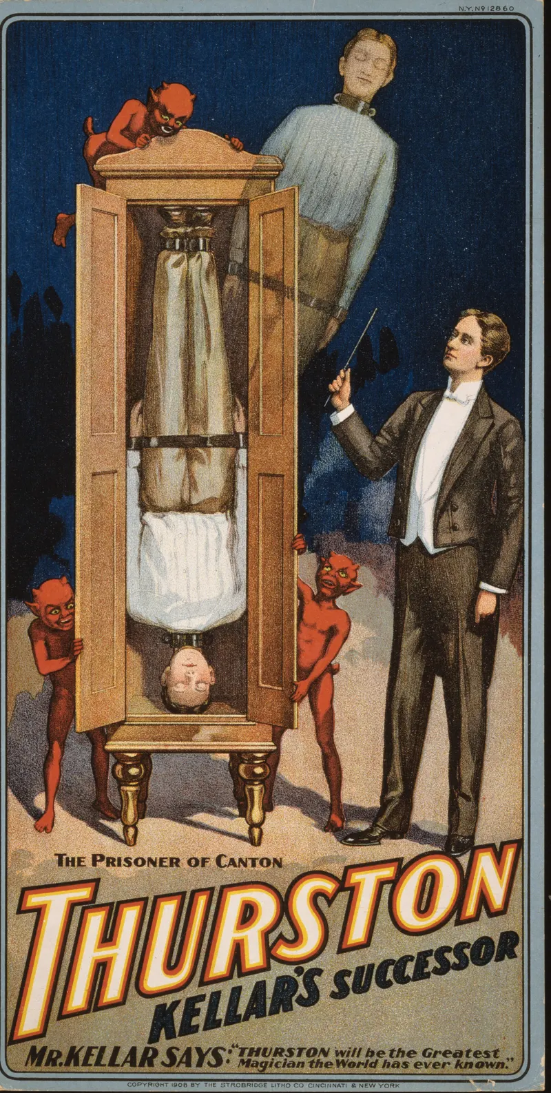 Thurston, Kellar’s Successor — The Prisoner of Canton, Strobridge Litho. Co. (Cincinnati & New York)