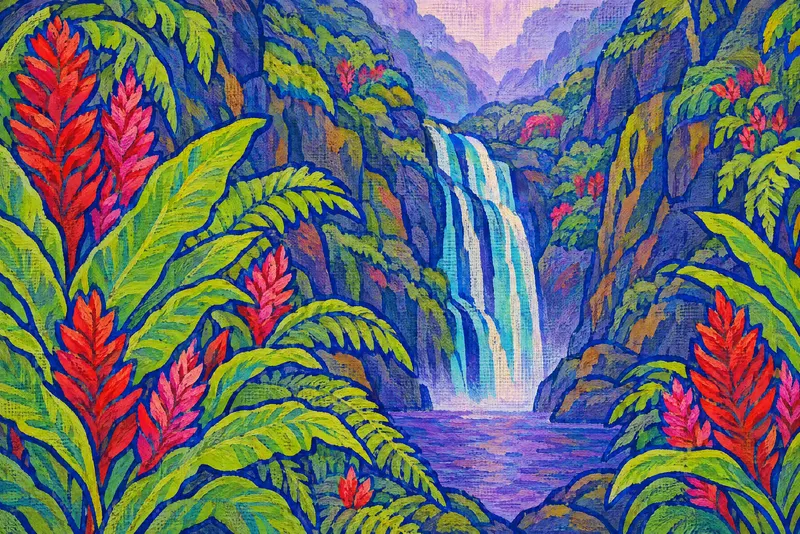 Falls through Red Ginger, Painted Agency