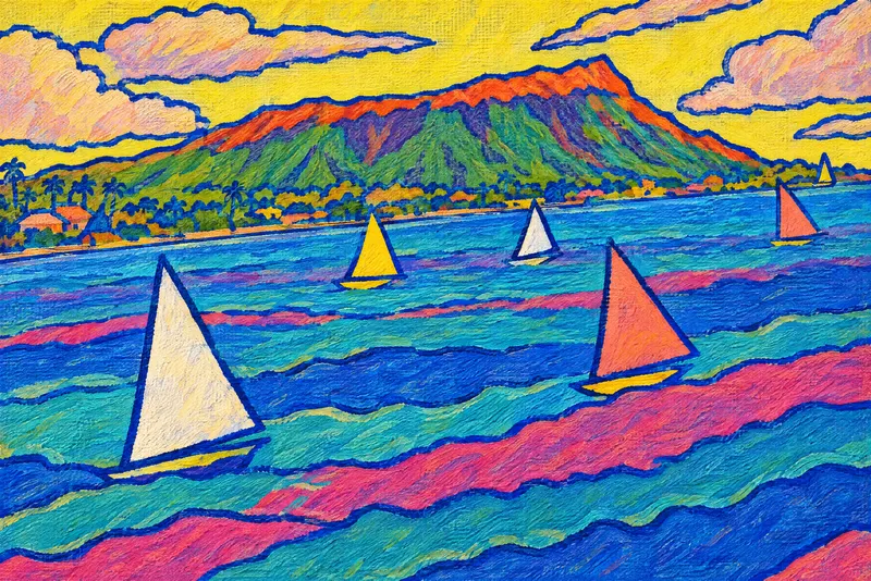 Sails off Diamond Head, Painted Agency