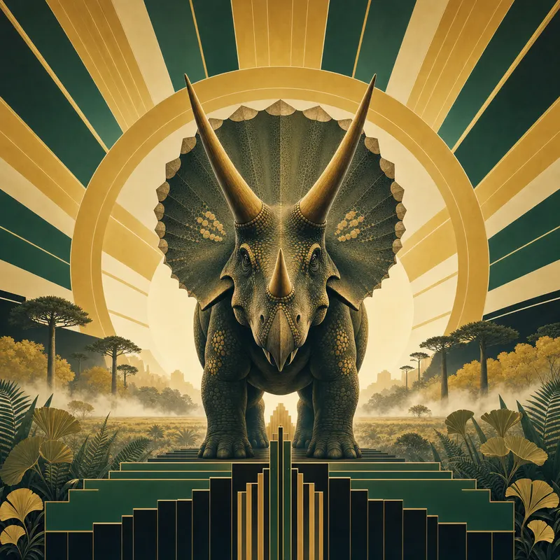 Triceratops horridus, Art Deco, Thunder Lizards