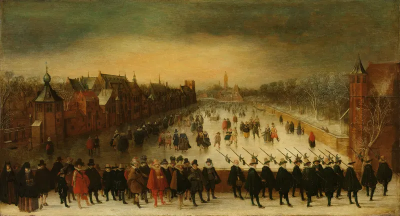 Winter on the Vijverberg, The Hague, Adam van Breen, oil on panel
