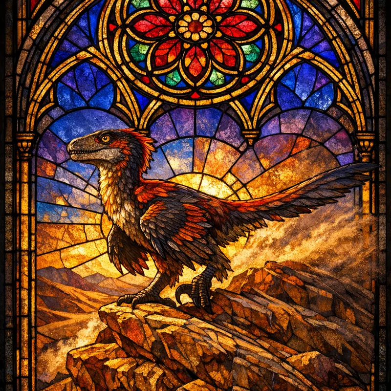 Velociraptor mongoliensis, Stained Glass, Thunder Lizards