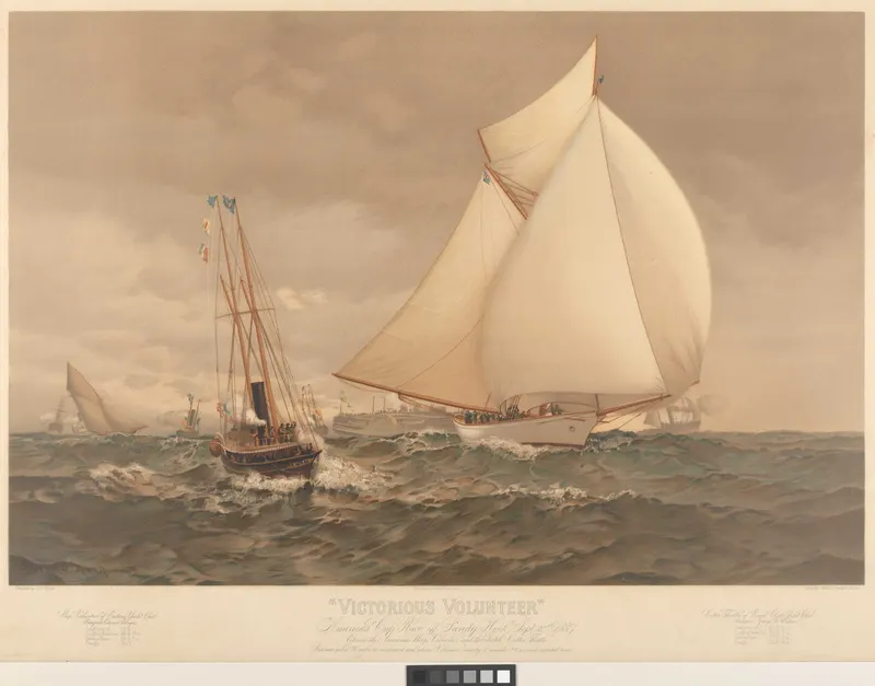 Victorious Volunteer: America's Cup Race off Sandy Hook, September 30th 1887, Unknown lithographer