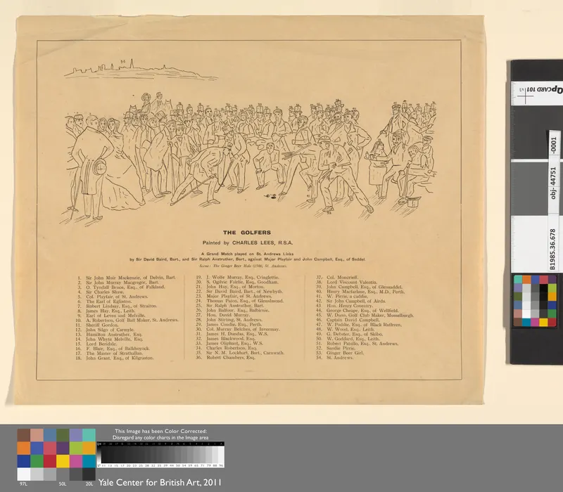 The Golfers — A Grand Match Played over St Andrews Links, Charles E. Wagstaff, aquatint after Charles Lees