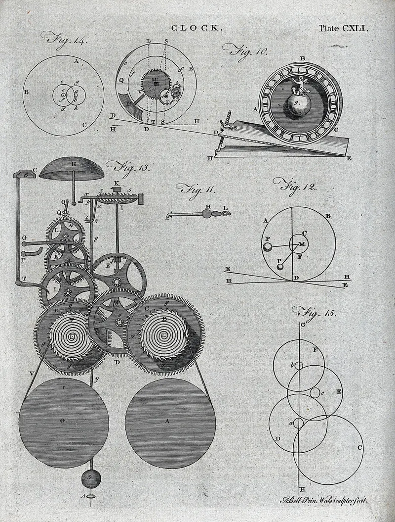 A Clock Face and Its Mechanism, Unknown engraver