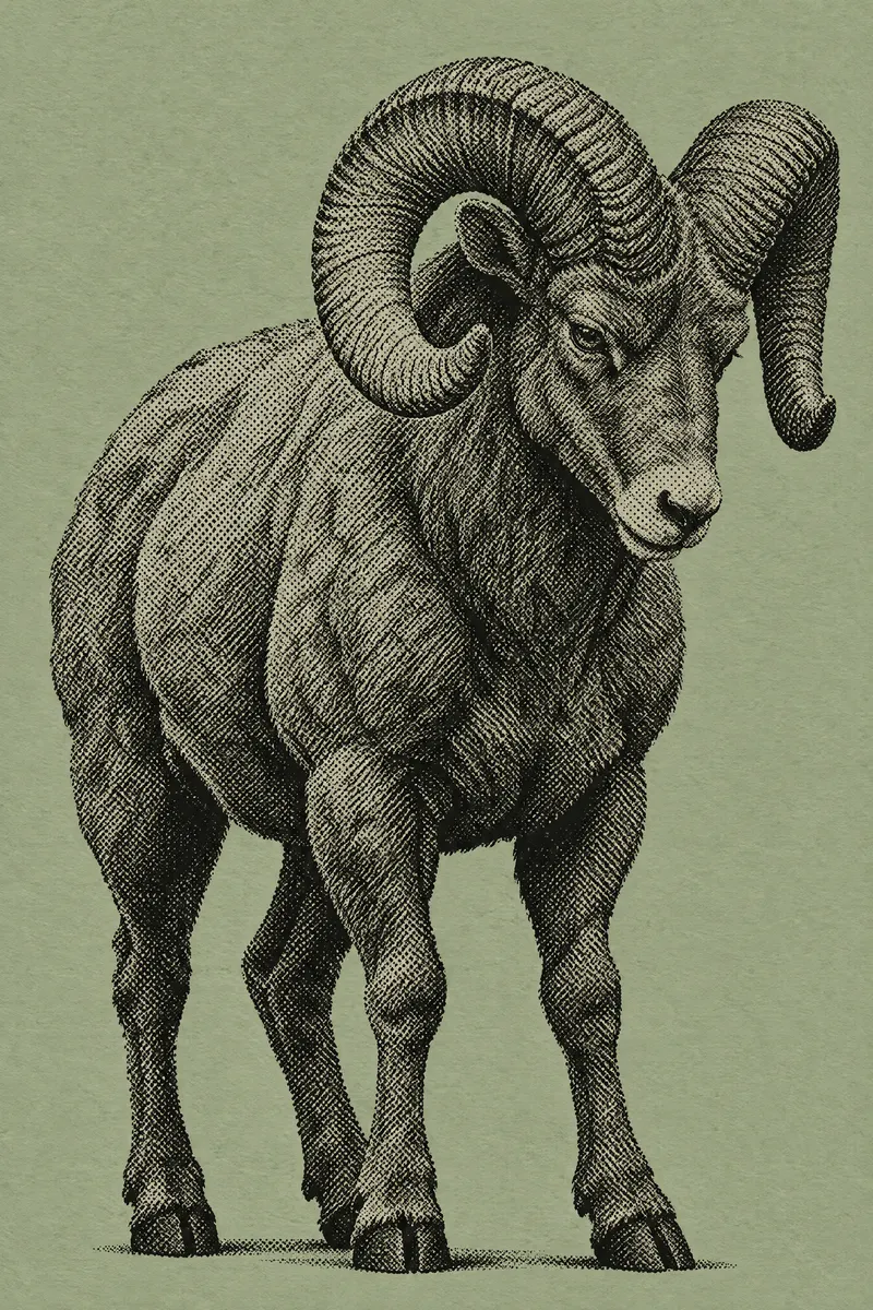 Bighorn Ram On Sage, Painted Agency