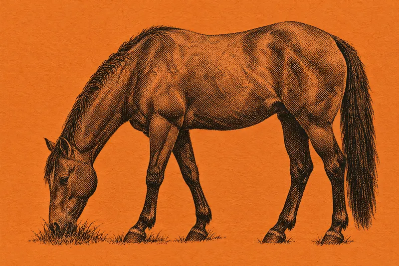 Grazing Horse On Orange, Painted Agency