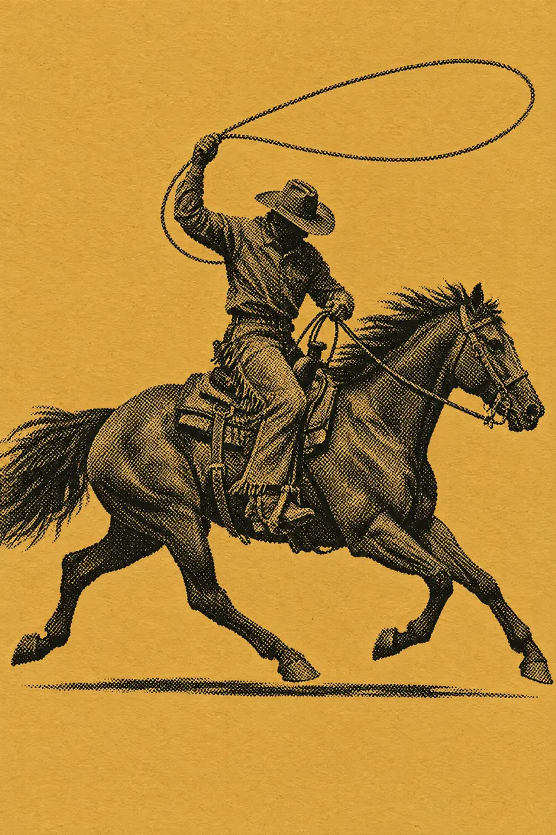 Lasso Rider On Ochre, Painted Agency
