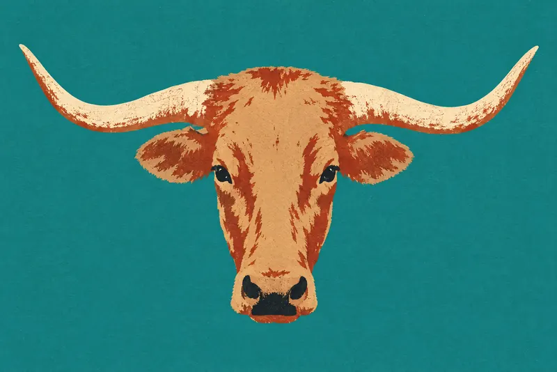 Longhorn On Teal, Painted Agency