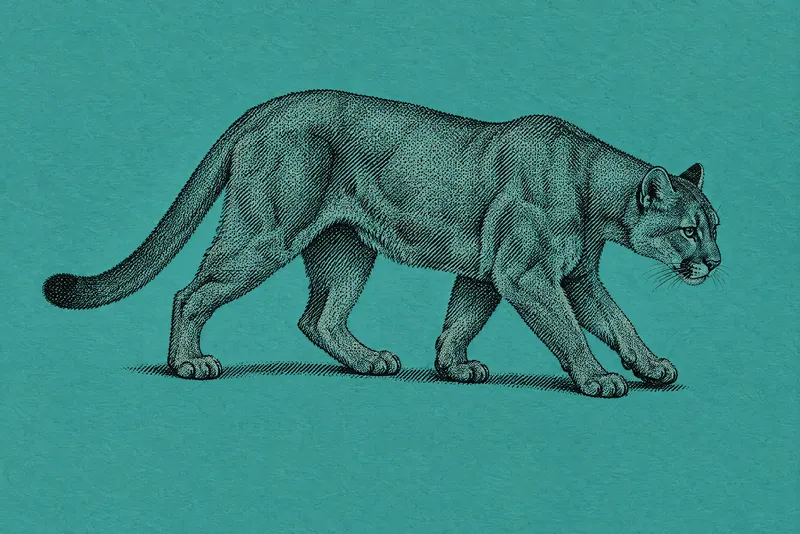 Mountain Lion On Teal, Painted Agency
