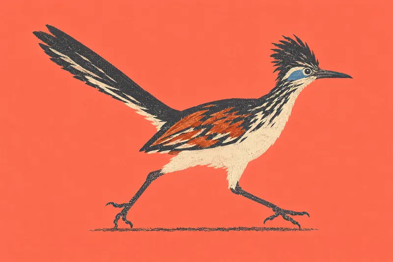 Roadrunner On Coral, Painted Agency