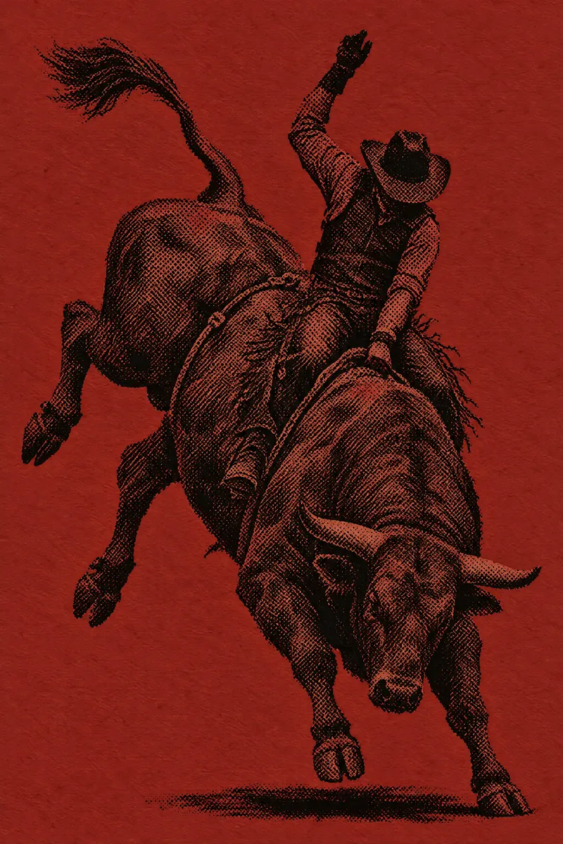 Rodeo Bull On Oxblood, Painted Agency
