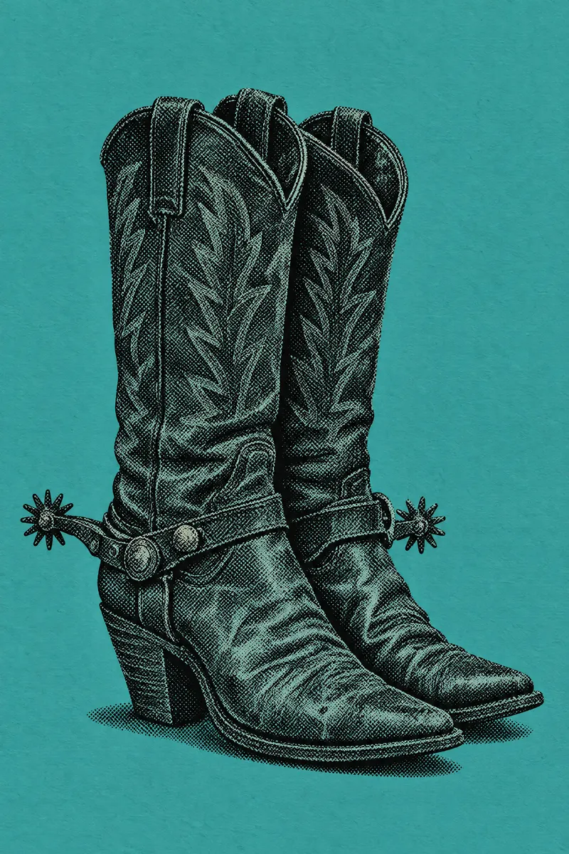 Spurred Boots On Teal, Painted Agency