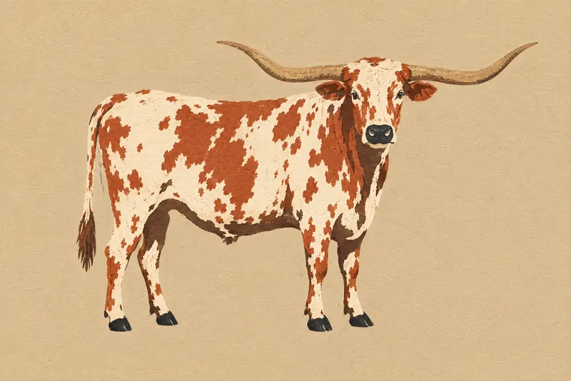 Standing Longhorn On Sand, Painted Agency