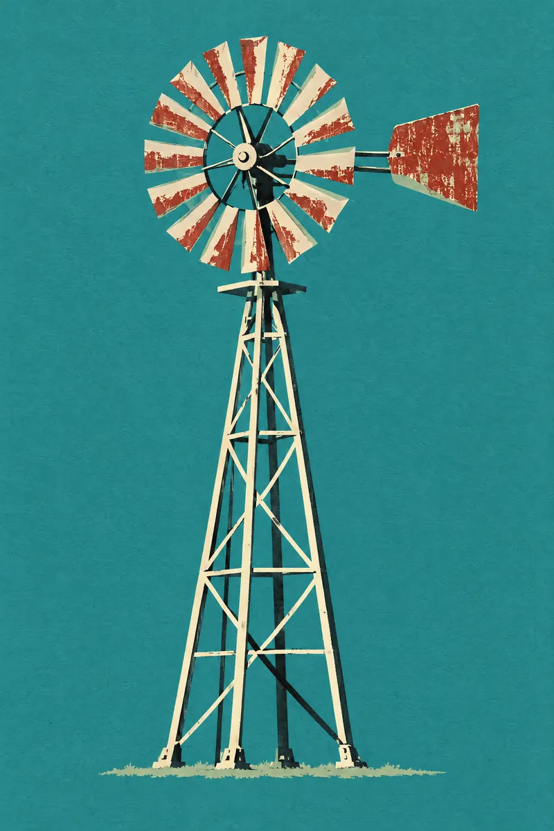 Windmill On Teal, Painted Agency