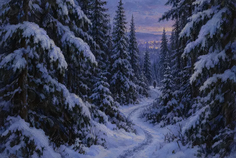 Path Through Firs, Painted Agency