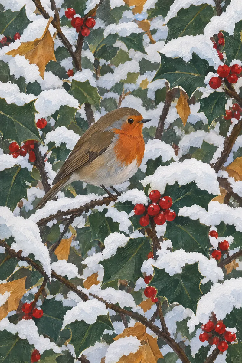 Robin On Holly, Painted Agency