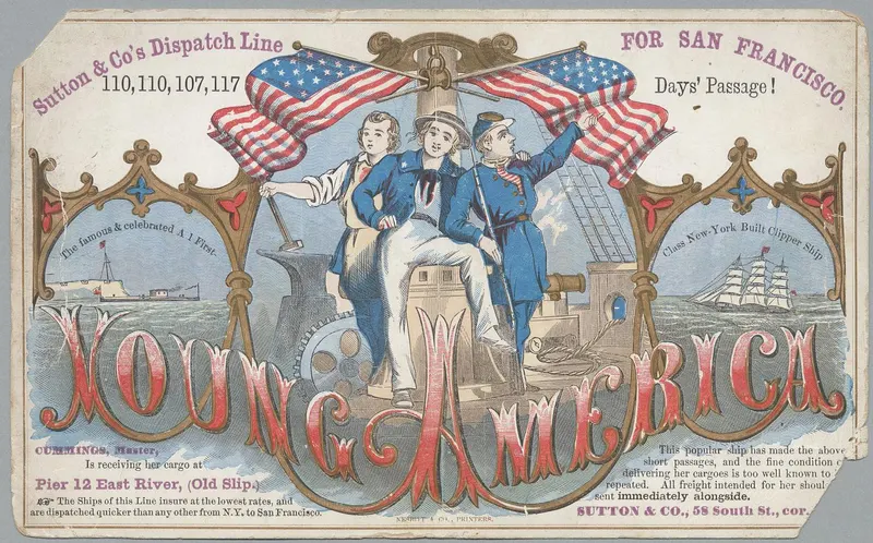 Clipper Ship Young America - Sailing Card, unattributed job printer